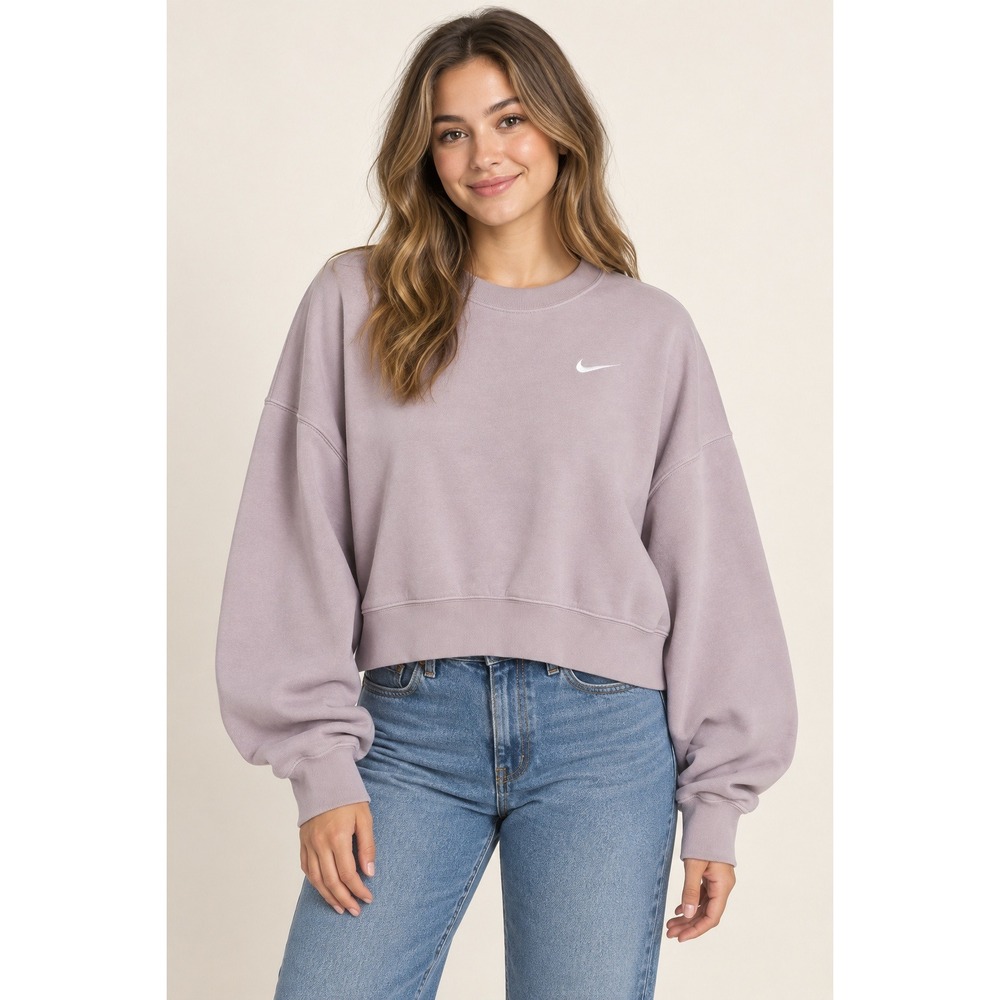 Nike Phoenix Fleece Sweatshirt Women's S dusty Mauve Cropped Oversized coquette